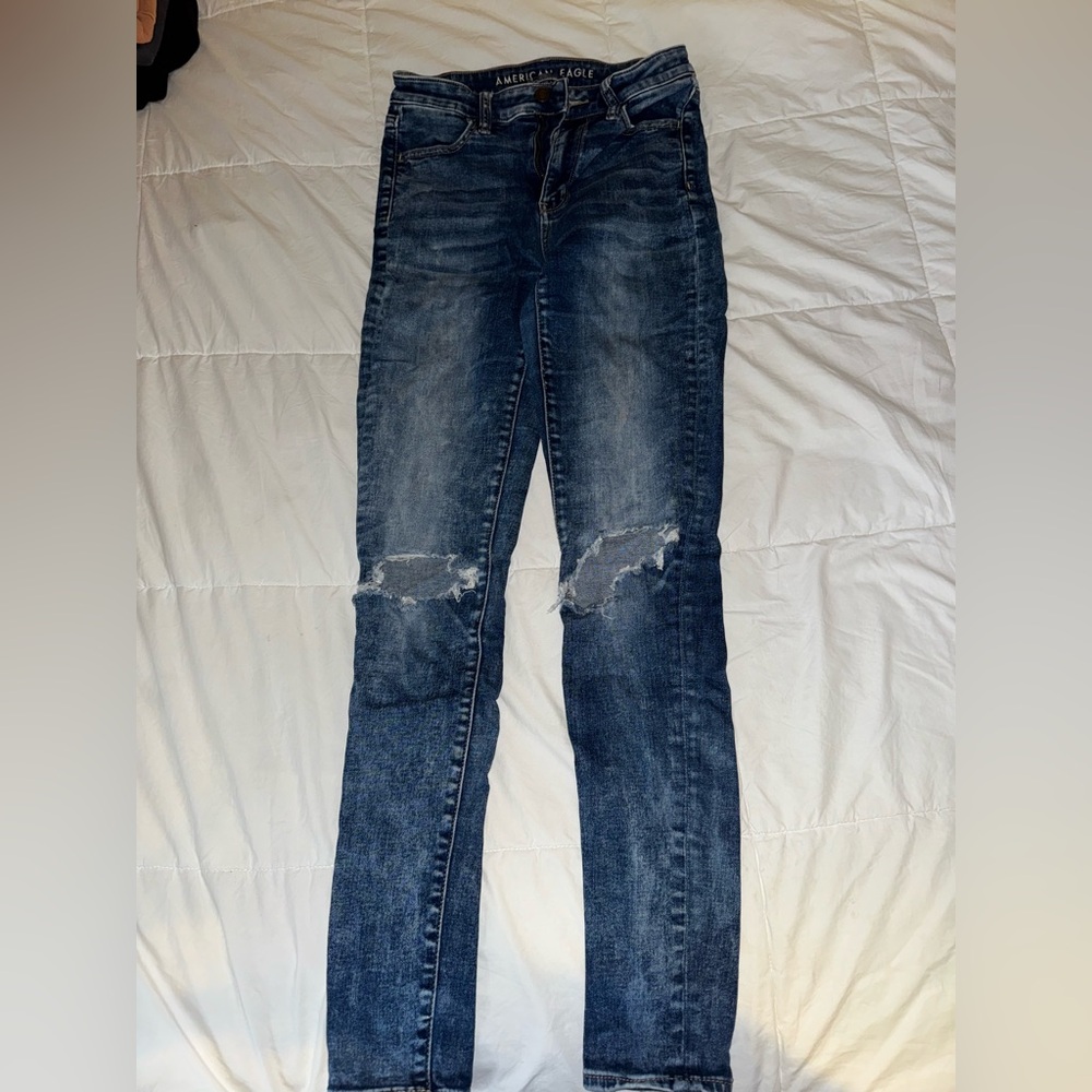Women's Blue Distressed Jeans